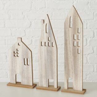 ΣΠΙΤΙ Set/3 House  L11 W5 H25/36/41cm ΦΥΣΙΚΟ MDF