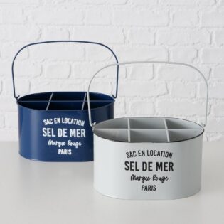 ΘΗΚΗ 2/ass ΜΠΟΥΚΑΛΙΩΝ ΣΧΕΔΙΟ Seldemer ΜΠΛΕ/ΓΚΡΙ ΜΕΤΑΛΛΟ Zinc W18cm H13cm