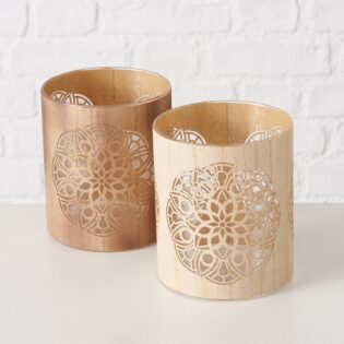 ΚΗΡΟΠΗΓΙΟ 2/ass Chakra D10 H12cm ΓΥΑΛΙ ΜΕ ΞΥΛΟ