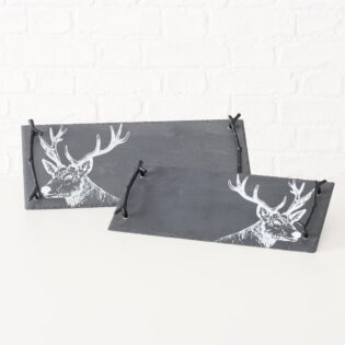 ΔΙΣΚΟΣ Set/2 Moritz ΜΑΥΡΗ ΠΕΤΡΑ ΣΧΕΔΙΟ ΛΕΥΚΟ ΕΛΑΦΙ 35Χ15,5Χ3cm 40Χ17Χ3cm