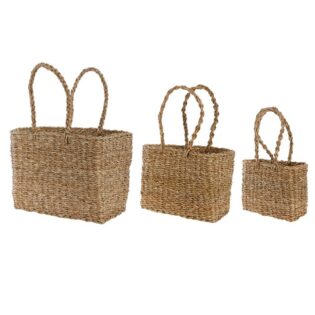 ΤΣΑΝΤΑ Set/3 ΨΑΘΑ ΦΥΣΙΚΟ SEAGRASS 19x12x22cm 34x16x26cm 39x19x30cm