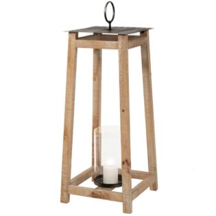 ΞΥΛΙΝΟ ΦΑΝΑΡΙ ΔΑΠΕΔΟΥ 41x41x106EK ME ΜΕΤΑΛΛΙΚΗ ΟΡΟΦΗ