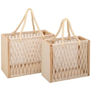 ΣΕΤ 2 ΠΛΕΧΤΗ ΕΚΡΟΥ ΜΑΚΡΑΜΕ ΤΣΑΝΤΑ 43Χ22Χ33 37Χ17Χ30ΕΚ ΠΑΡ ΜΟ ΜΕ ΞΥΛΟ