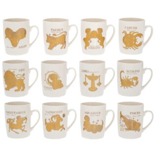 ΛΕΥΚΗ ΚΕΡΑΜΙΚΗ ΚΟΥΠΑ ΜΕ 12 ΧΡΥΣΑ ΖΩΔΙΑ 9X11EK