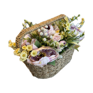 Καλάθι με μωβ-κίτρινες αιώνιες